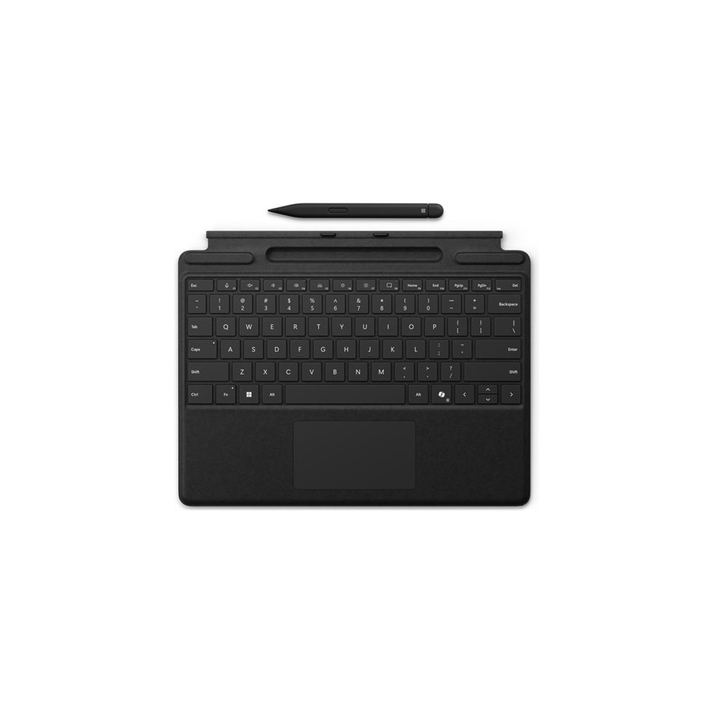 Produktbild för Microsoft Surface Pro Keyboard - tangentbord - med pekdyna, accelerometer, Förvarings- och laddningsfack för Surface Slim Pen 2 - QWERTY - spansk - svart - med Slim Pen 2 Inmatningsenhet