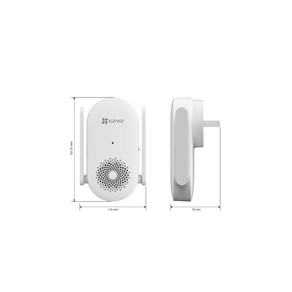 Produktbild för EZVIZ CH1, Vit, Trådlös, 2,4 GHz, 802.11b, 802.11g, Wi-Fi 4...