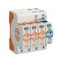 Produktbild för Obo Bettermann V50-3+NPE-280, 230 V, 80000 A, 1300 V, Orange...