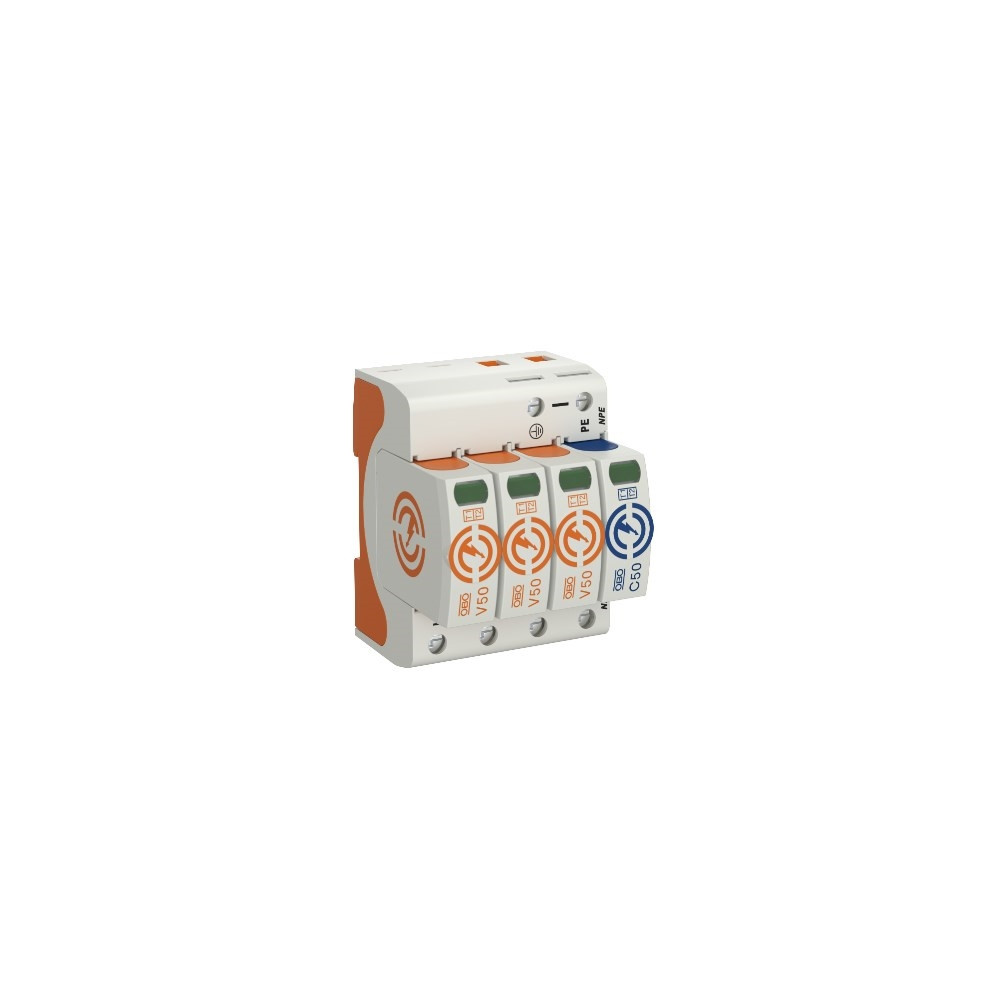 Produktbild för Obo Bettermann V50-3+NPE-280, 230 V, 80000 A, 1300 V, Orange...