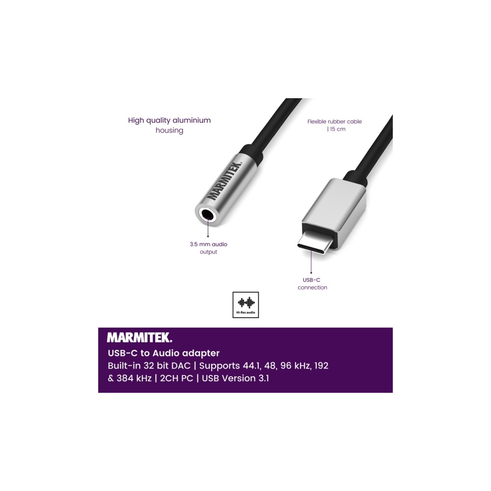Produktbild för Marmitek 25008374, Svart, Silver, 0,15 m, 80 mm, 20 mm, 130...