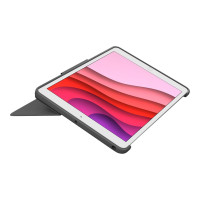 Produktbild för Logitech Combo Touch - tangentbord och foliefodral - med pekdyna - AZERTY - fransk - oxford-grå Inmatningsenhet
