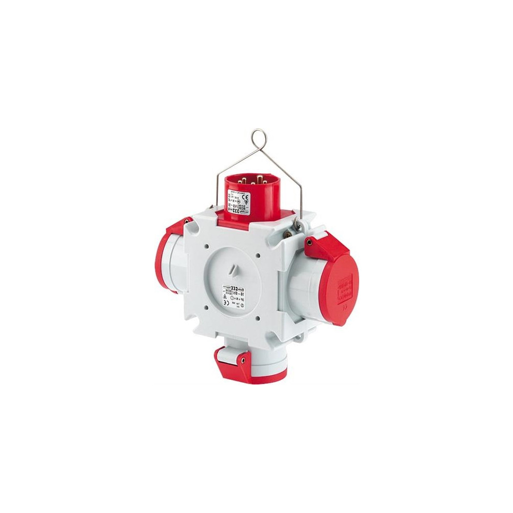 Produktbild för BALS CEE kryssfördelare H6 400V 32A 5-polig, röd 1 ingång oc...