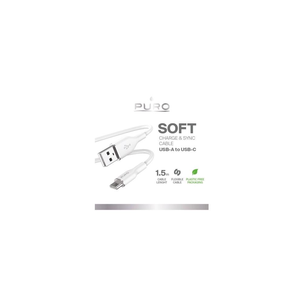 Produktbild för PURO PUUSBCICONWHI, 1,5 m, USB A, USB C, USB 3.2 Gen 1 (3.1...