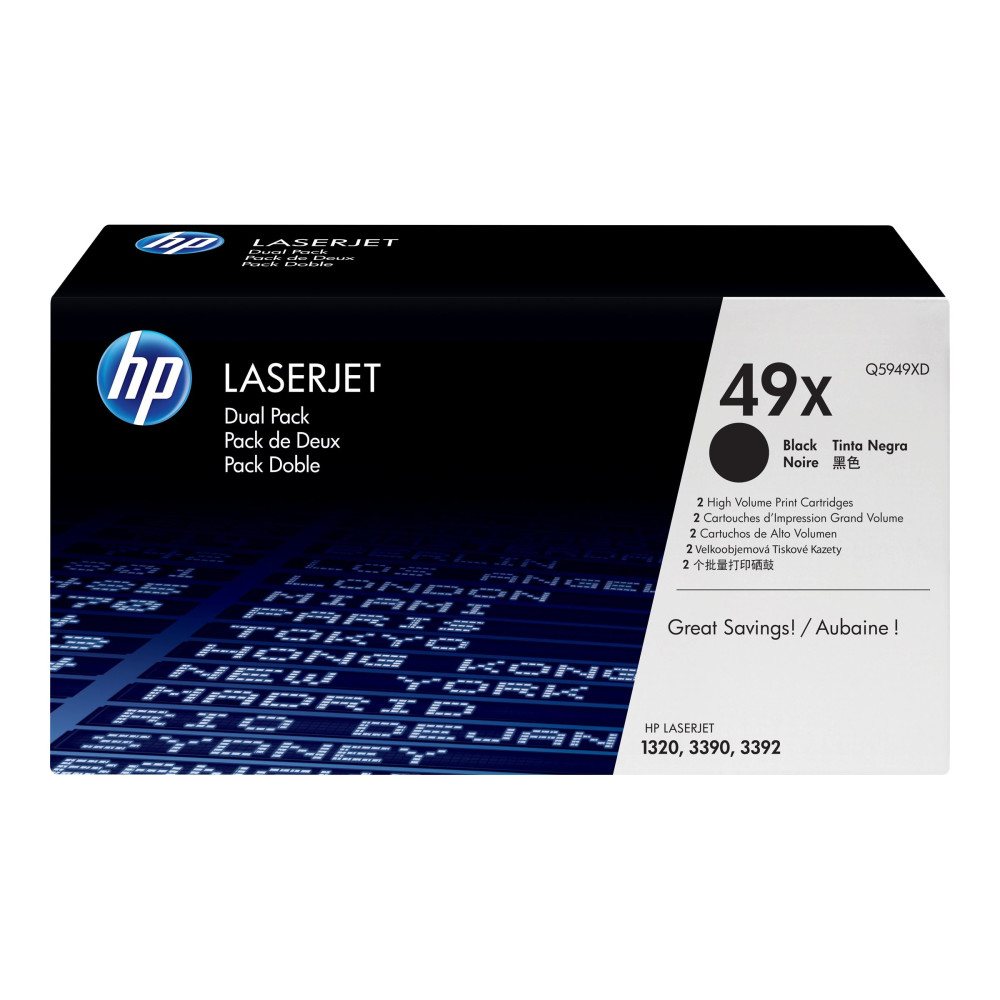 Produktbild för HP 49X - 2-pack - Lång livslängd - svart - original - LaserJet - tonerkassett (Q5949XD)