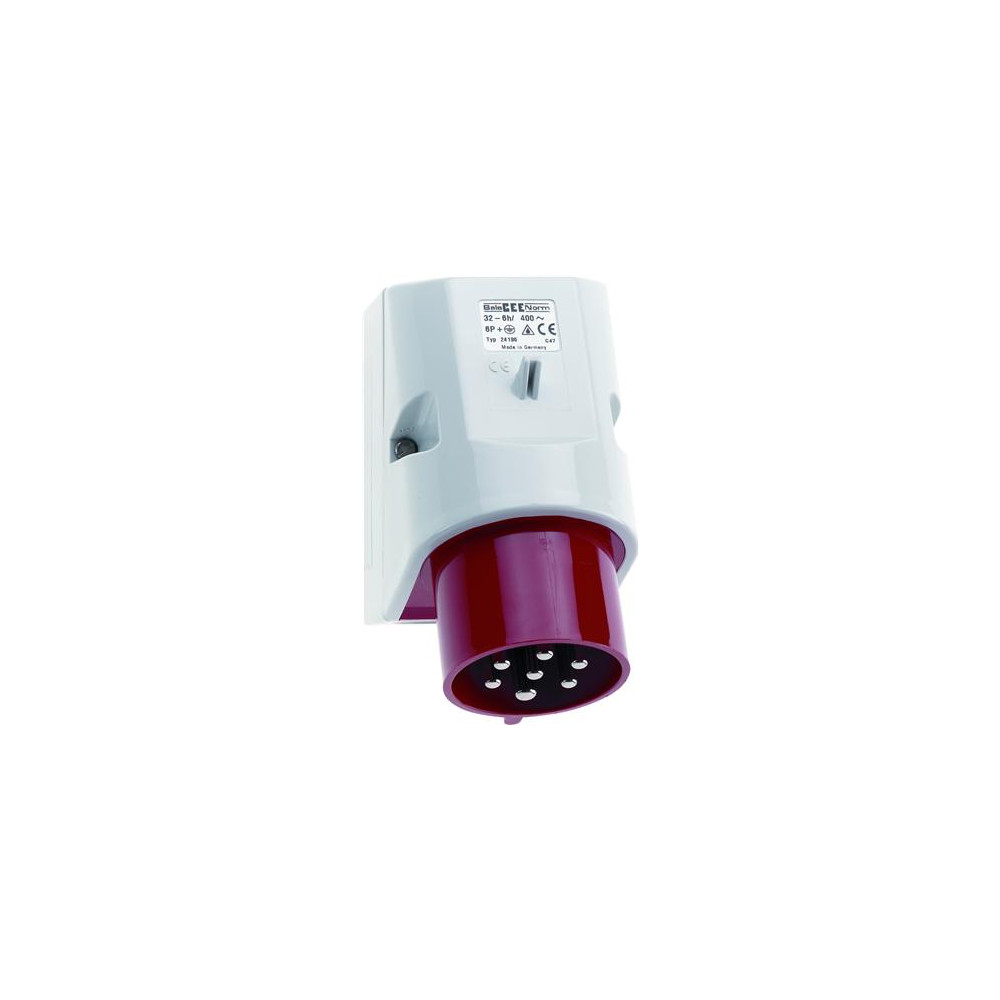 Produktbild för BALS CEE vägguttag H6 400V 16A 7-pol röd breddxhöjd 83x126mm...