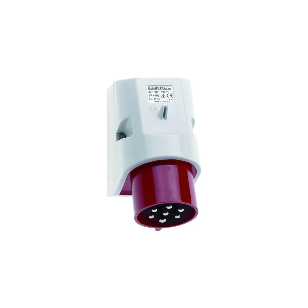Produktbild för BALS CEE vägguttag H6 400V 16A 7-pol röd breddxhöjd 83x126mm...