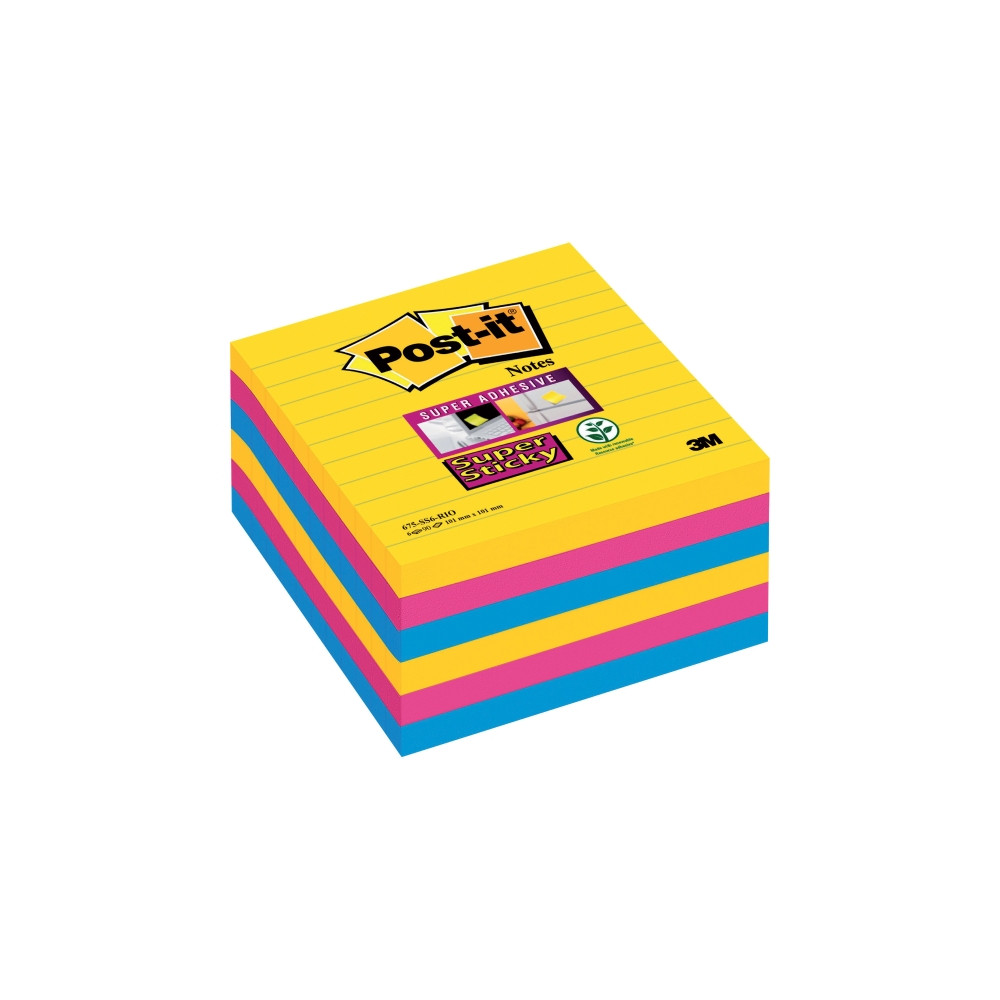 Produktbild för Post-it Super Sticky Large Notes Carnival, linjerede, 101x 1...