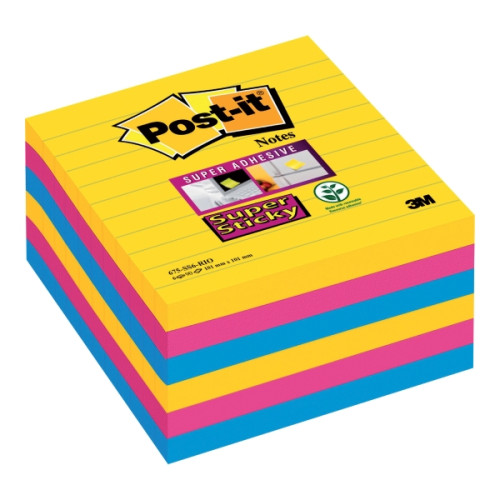 3M Post-it Super Sticky Large Notes Carnival, linjerede, 101x 1...