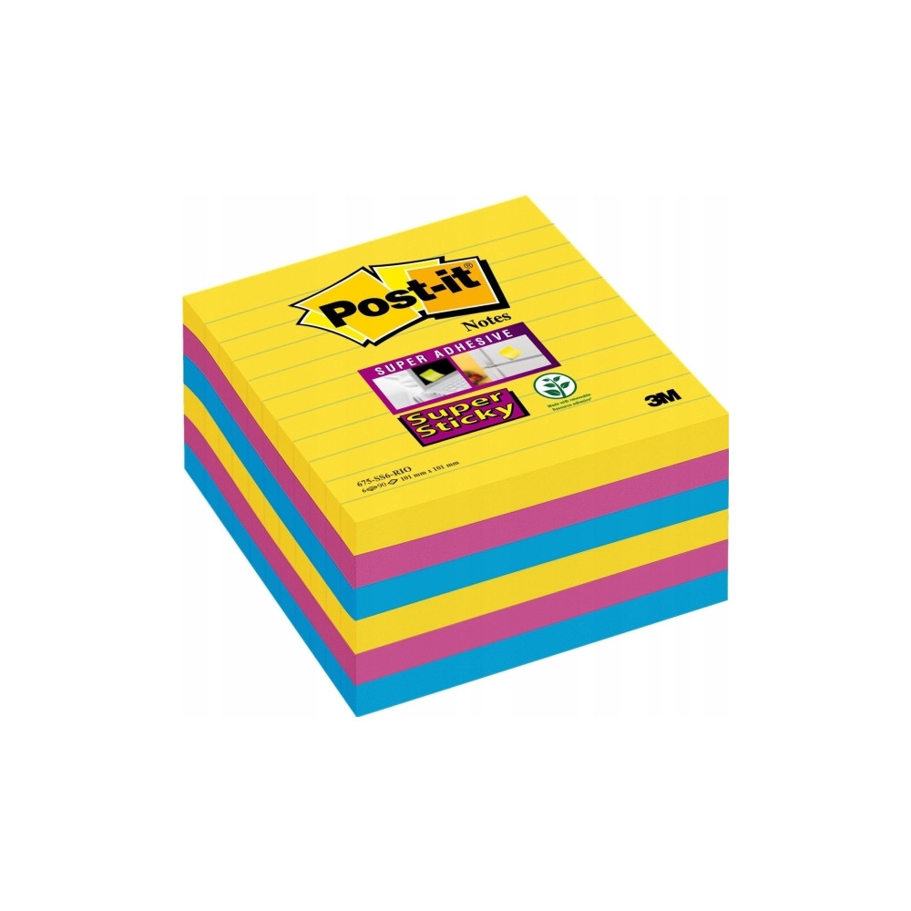 Produktbild för Post-it Super Sticky Large Notes Carnival, linjerede, 101x 1...