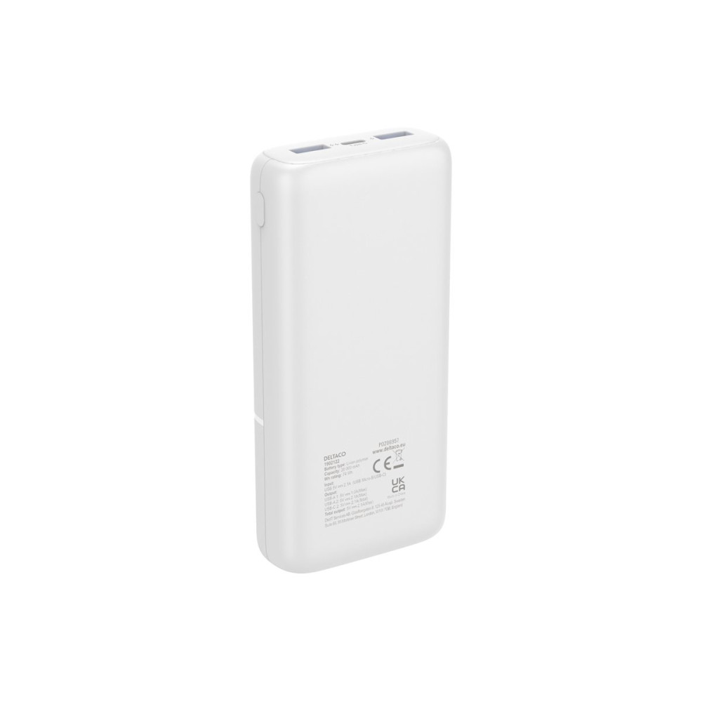 Produktbild för DELTACO power bank - Li-pol - 2 x USB, USB-C - 10.5 Watt