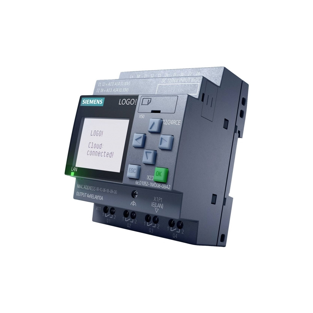 Produktbild för Siemens 6ED1052-2MD08-0BA2 PLC-styringsmodul 12 V/DC, 24 V/D...