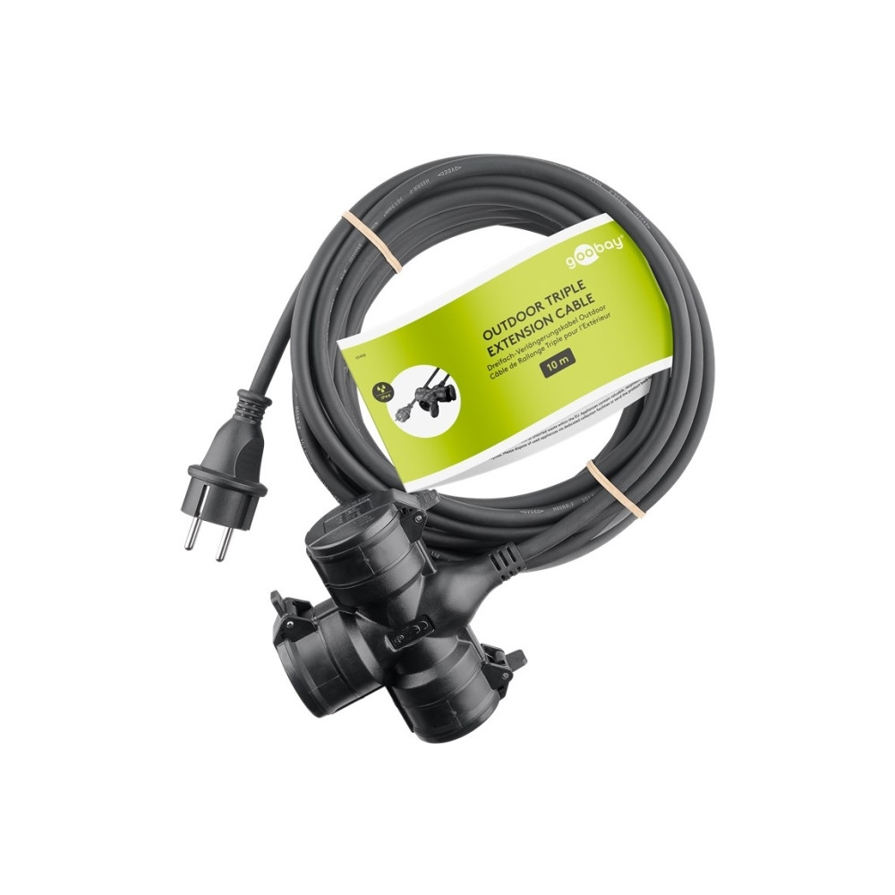 Produktbild för Goobay 65438, 10 m, Utomhus, Typ F, Type EF (CEE 7/7), Stänk...