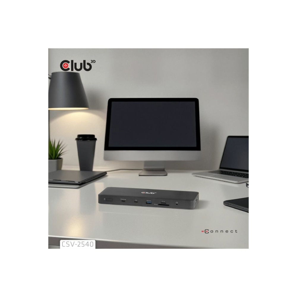 Produktbild för Club 3D 8-in-1 - dockningsstation - USB-C - HDMI, DP - 1GbE