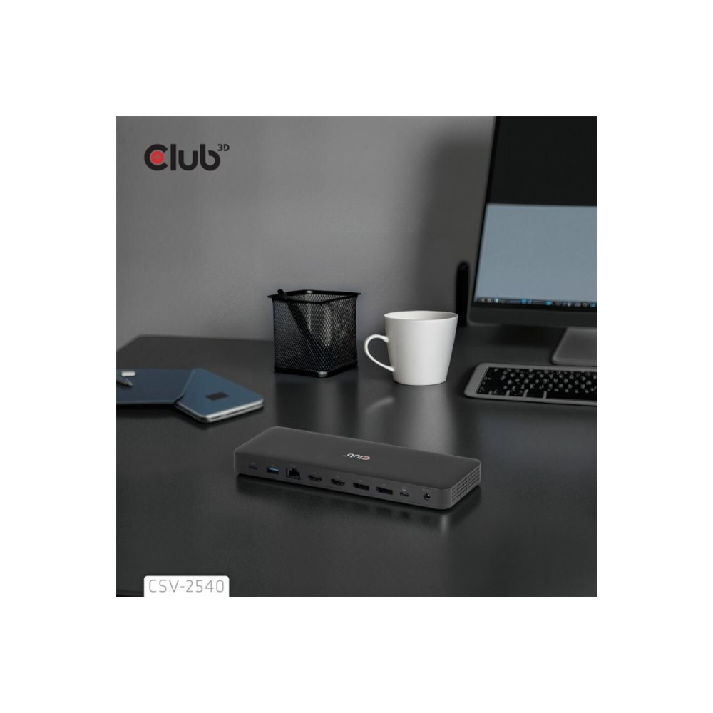 Produktbild för Club 3D 8-in-1 - dockningsstation - USB-C - HDMI, DP - 1GbE