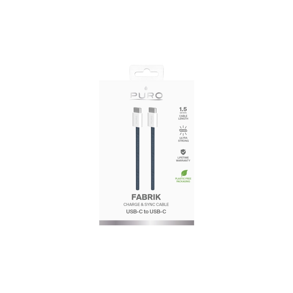 Produktbild för PURO PUCCCFABK415MTDKBLUE, 1,5 m, USB C, USB C, USB 2.0, 0,4...