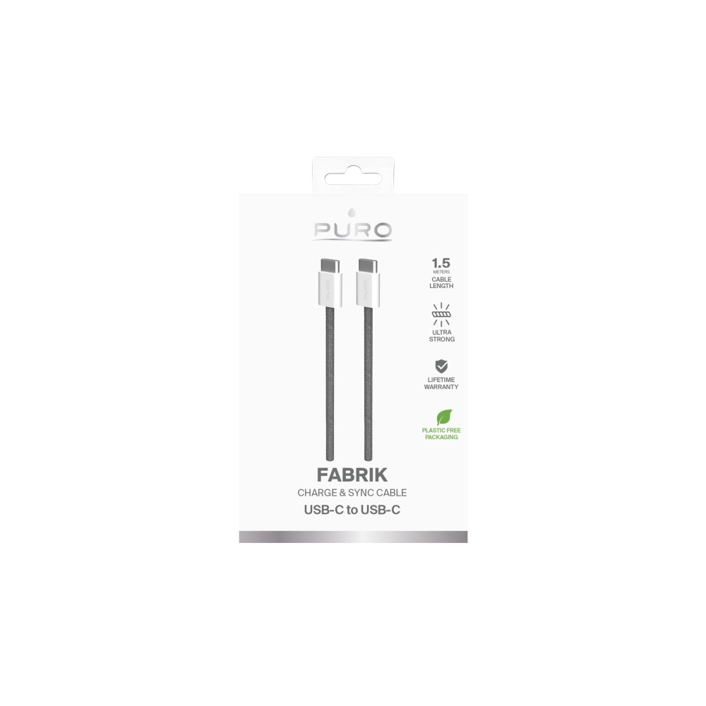 Produktbild för PURO PUCCCFABK415MTDKGREY, 1,5 m, USB C, USB C, USB 2.0, 0,4...