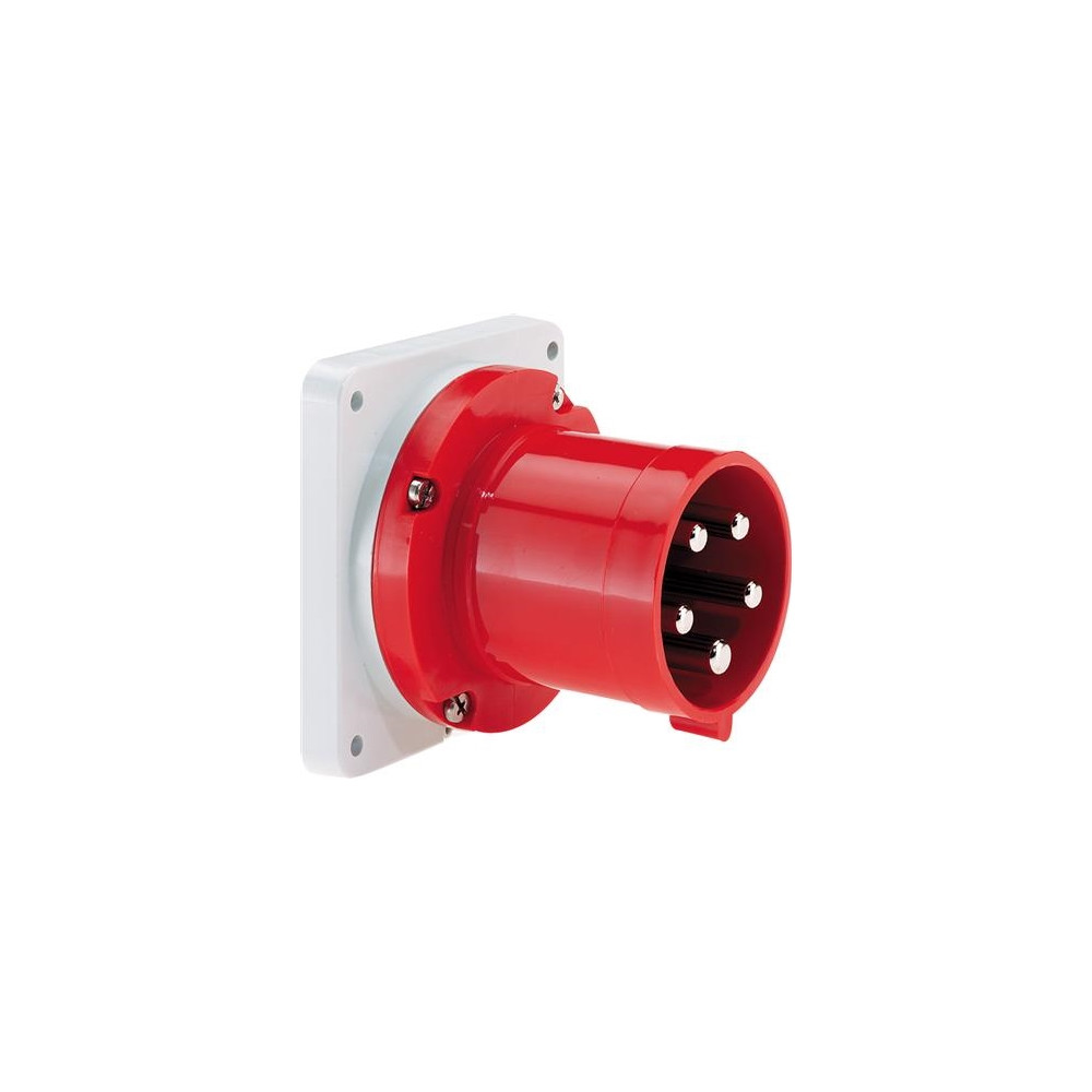 Produktbild för BALS CEE intag H6 400V 63A 5-polig röd infälld rak, fläns 11...