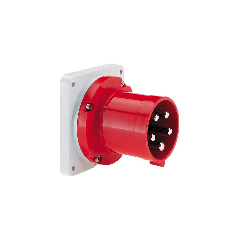 Produktbild för BALS CEE intag H6 400V 63A 5-polig röd infälld rak, fläns 11...