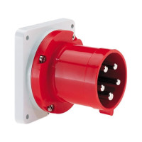 Produktbild för BALS CEE intag H6 400V 63A 5-polig röd infälld rak, fläns 11...