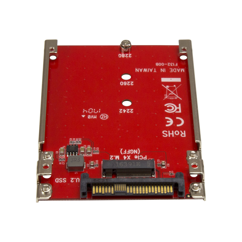 Produktbild för StarTech.com M.2 till U.2-adapter - För M.2 PCIe NVMe SSD-enheter - PCIe M.2-enhet till 2,5-tums U.2 (SFF-8639) värdadapter - M2 SSD-konverterare, röd - gränssnittsadapter - M.2 Card - U.2