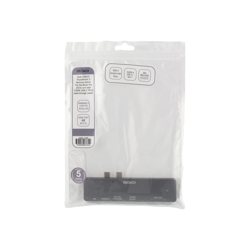 Produktbild för DELTACO USBC-1290 - dockningsstation - USB-C - HDMI