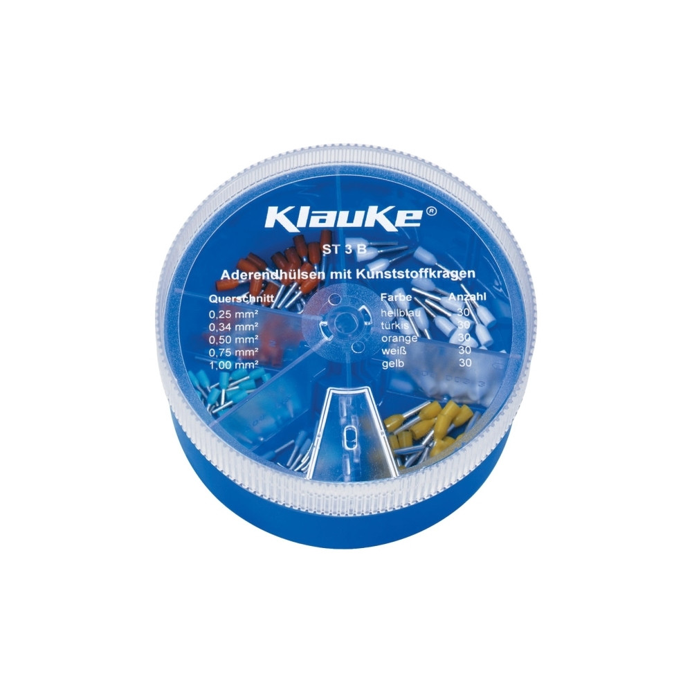 Produktbild för Klauke ST3B Kabelskor sortiment 0,25 mm² 1 mm² Ljusblå, vit,...