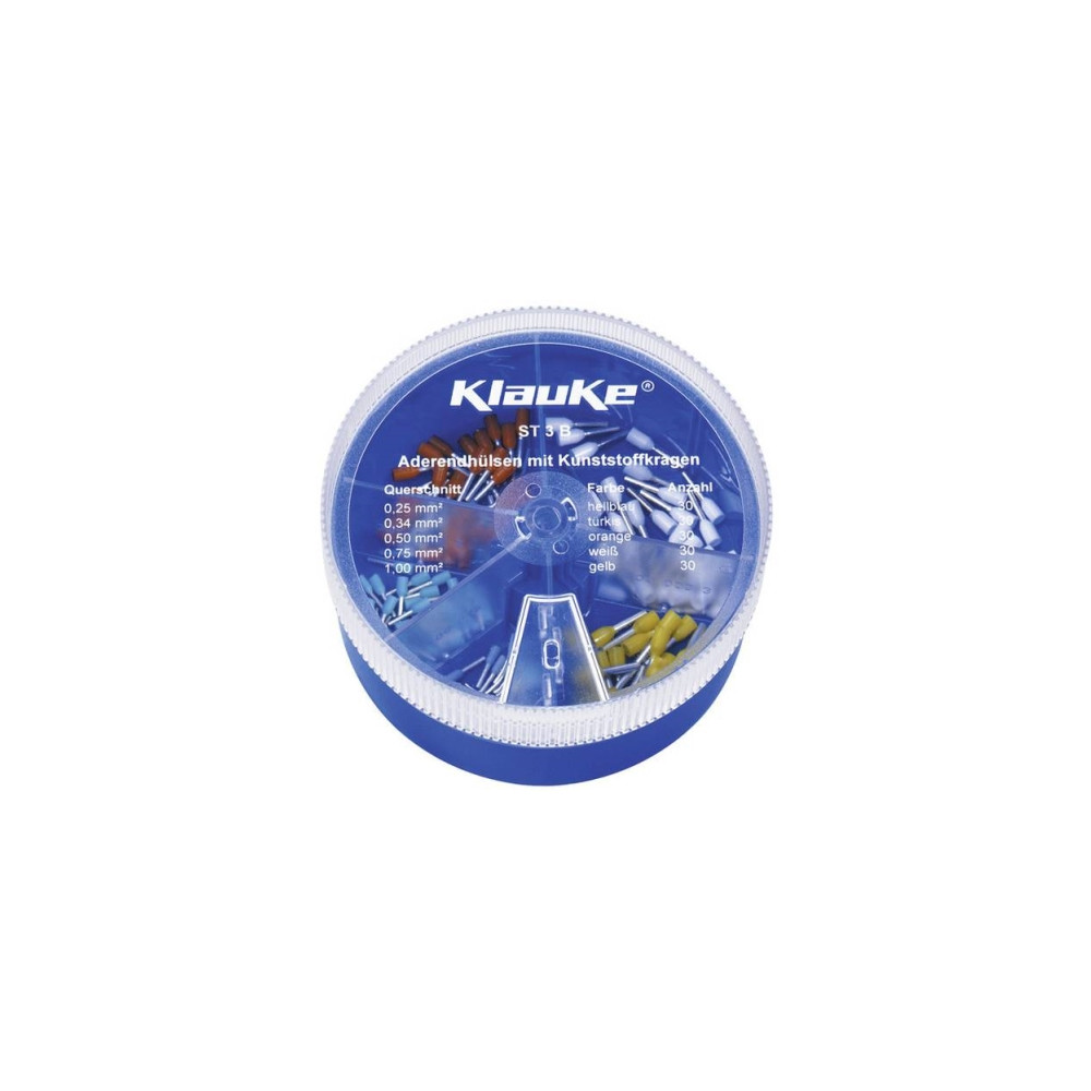 Produktbild för Klauke ST3B Kabelskor sortiment 0,25 mm² 1 mm² Ljusblå, vit,...