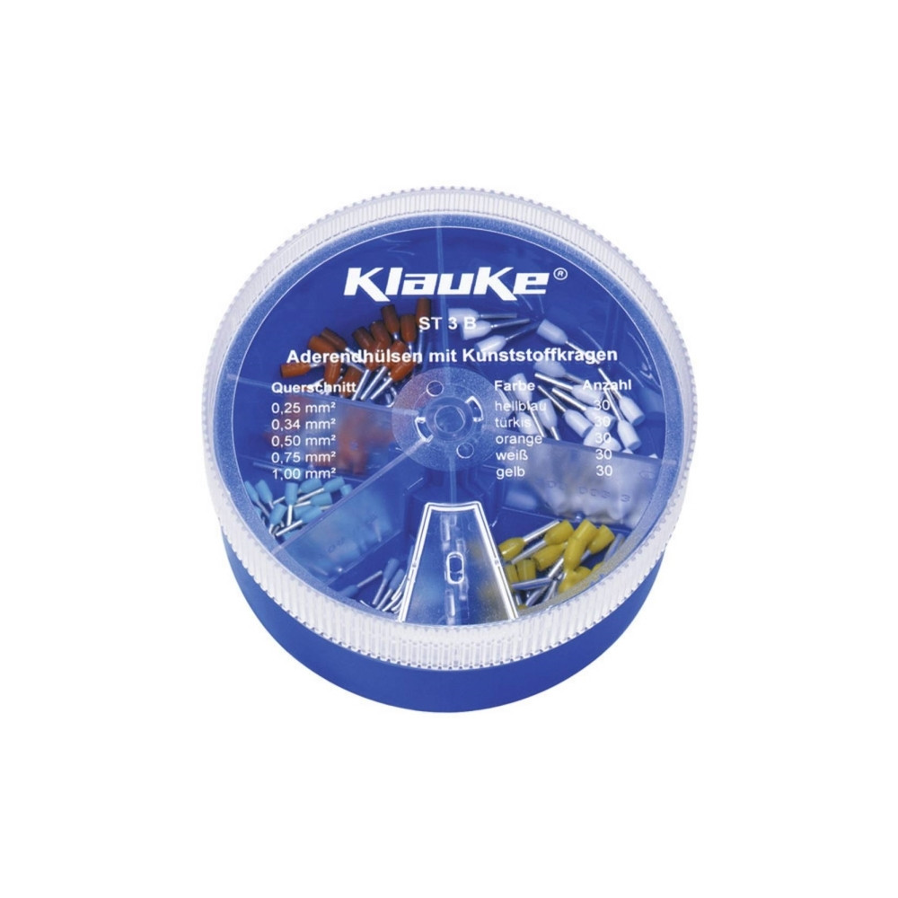 Produktbild för Klauke ST3B Kabelskor sortiment 0,25 mm² 1 mm² Ljusblå, vit,...