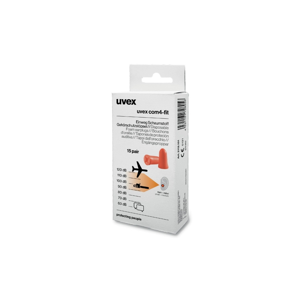 Produktbild för Uvex 2112131, Återanvändbara öronproppar, I öra, Orange, Trå...