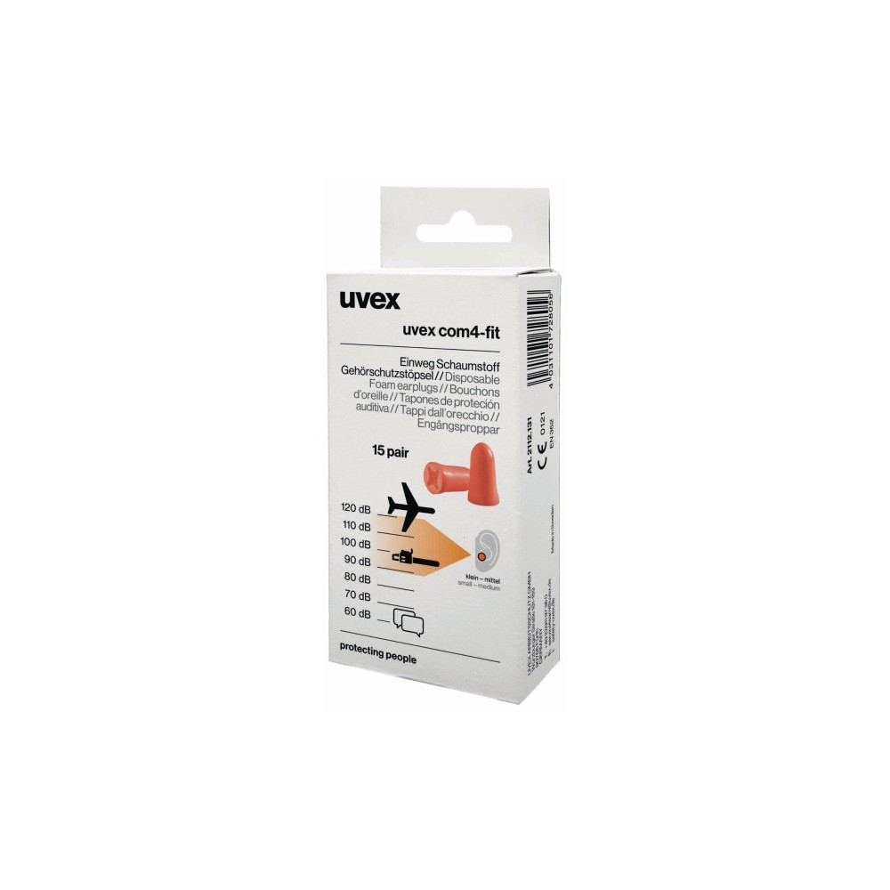 Produktbild för Uvex 2112131, Återanvändbara öronproppar, I öra, Orange, Trå...