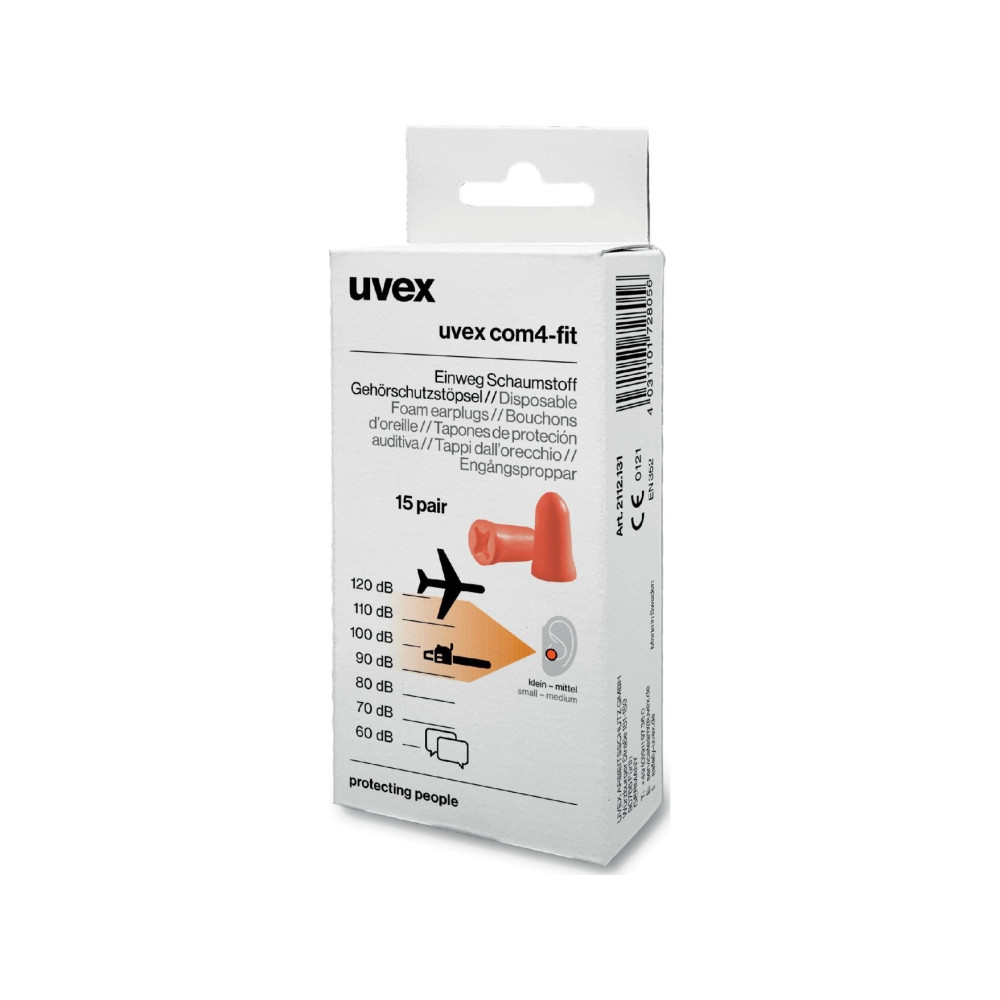 Produktbild för Uvex 2112131, Återanvändbara öronproppar, I öra, Orange, Trå...