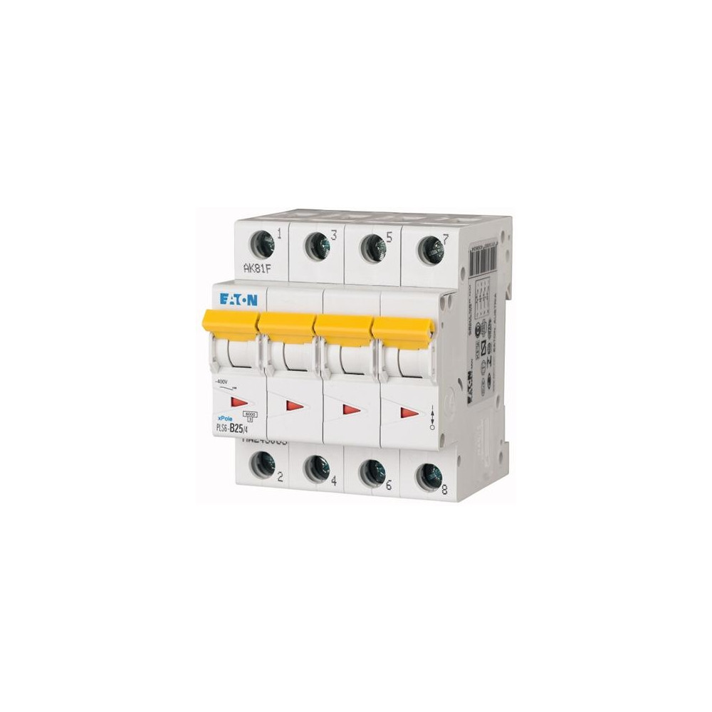Produktbild för Eaton automatsäkring MCB 25A B-karakteristik 4-polig 6kA 230...