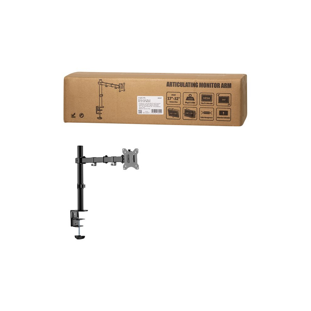 Produktbild för LogiLink monteringssats - justerbar arm - för LCD-display - svart