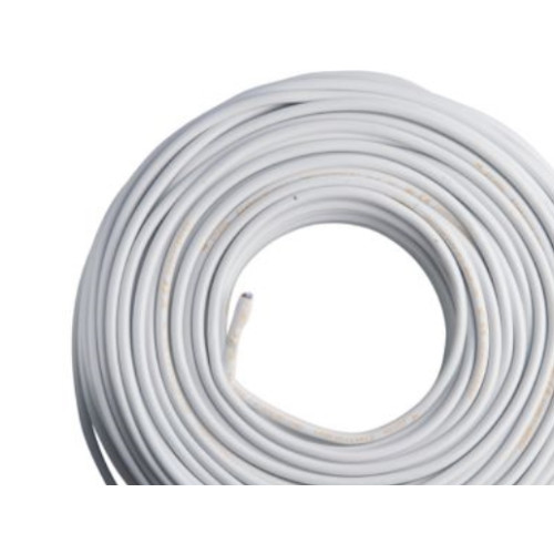 THORKILD LARSEN E-line plastkabel 2x0,75 H03VV-F vit rund m/100 m ring i kry...