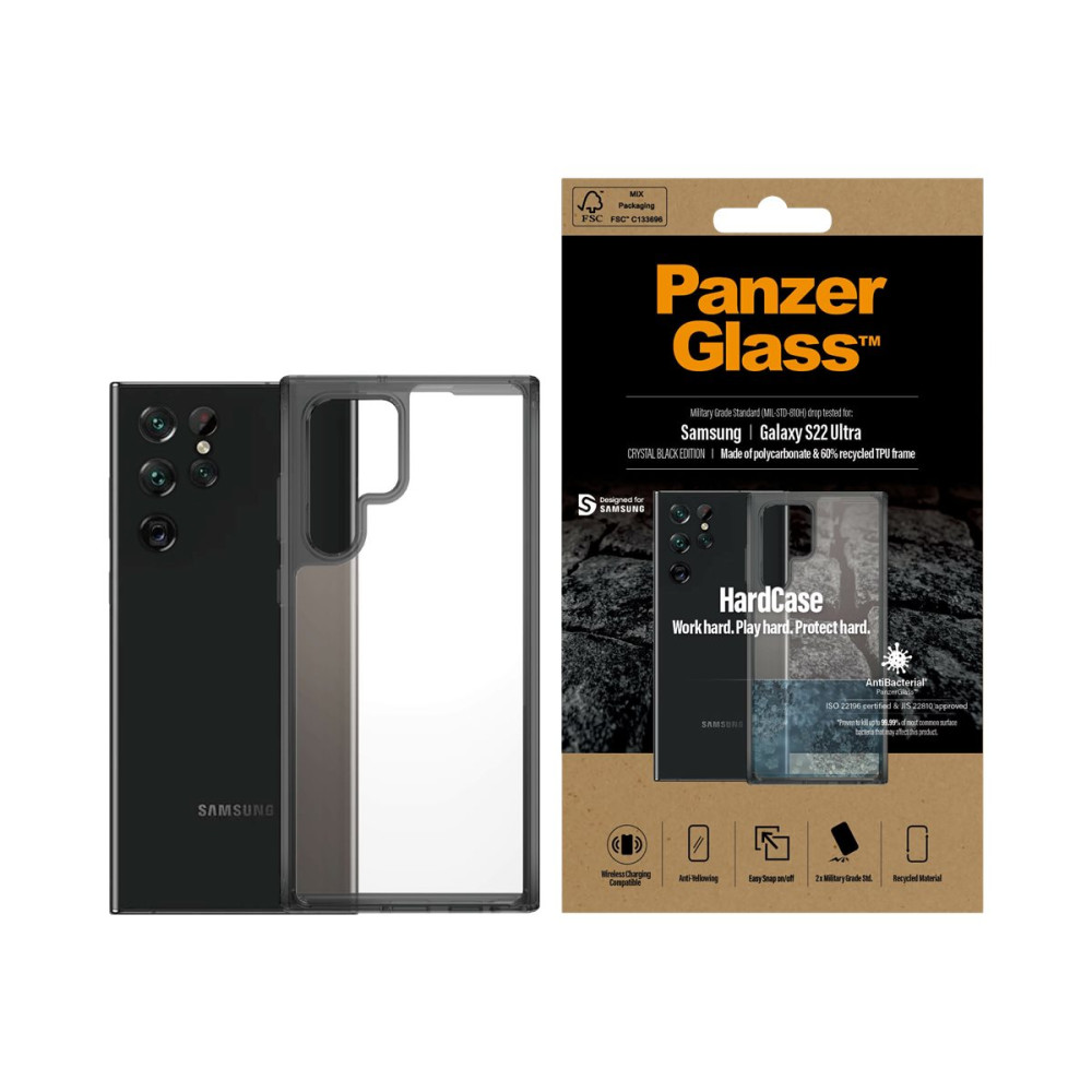 Produktbild för PanzerGlass HardCase Crystal Black Edition - baksidesskydd för mobiltelefon