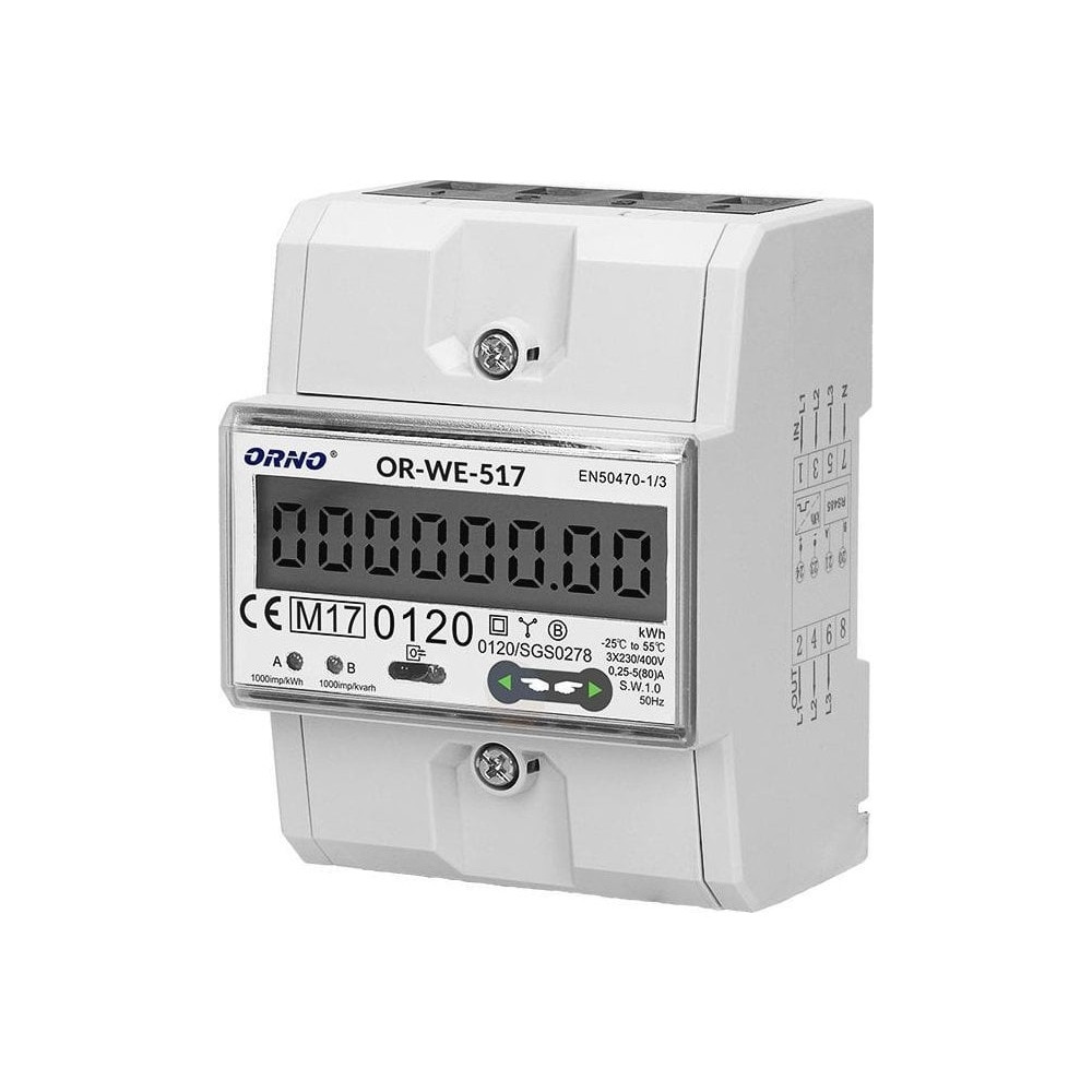 Produktbild för ORNO OR-WE-517, Elektronisk, Plug-in, Uteffekt, Vit, kWh, LC...