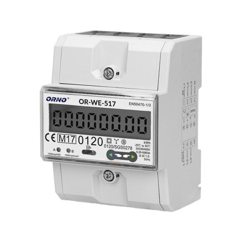 ORNO ORNO OR-WE-517, Elektronisk, Plug-in, Uteffekt, Vit, kWh, LC...