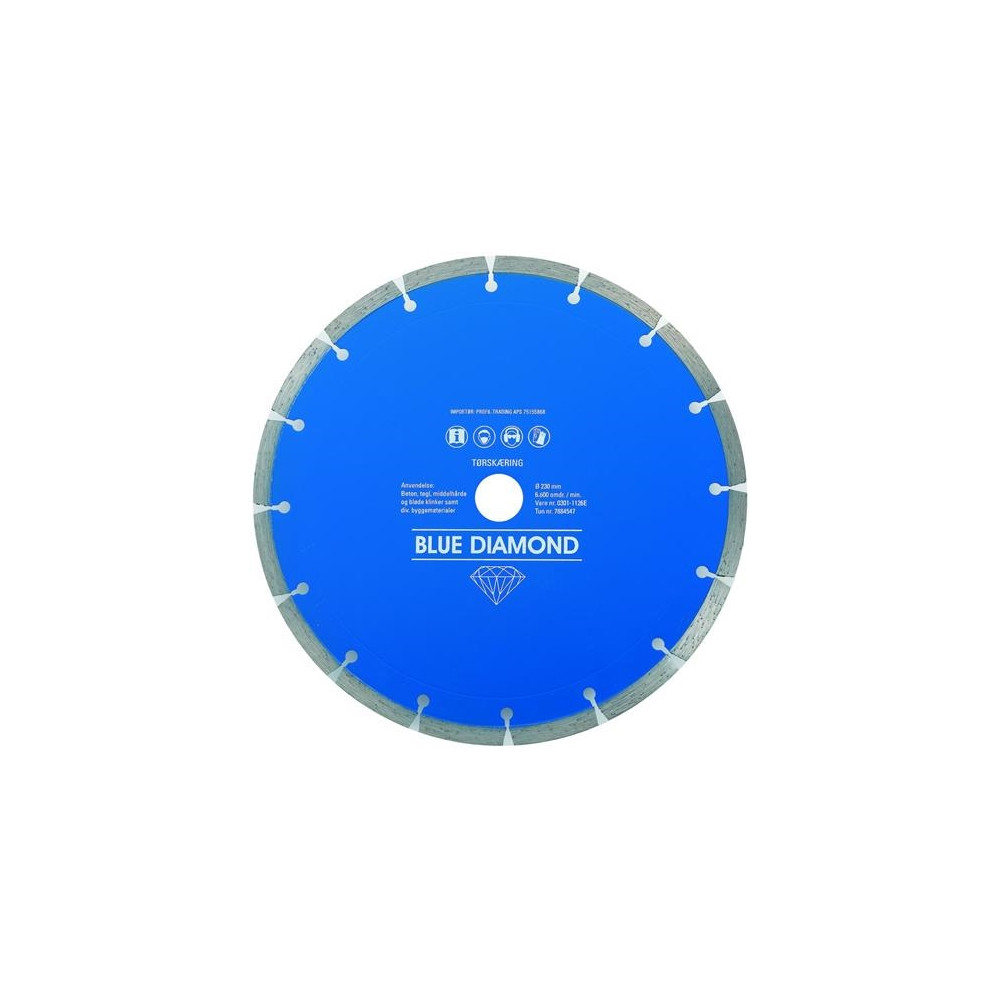 Produktbild för Carat Uni klinga Ø180 mm – Blue Diamond, 10 mm segment, torr...