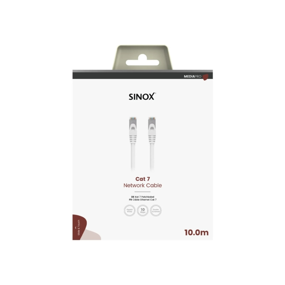 Produktbild för Sinox SXC08710, 10 m, Cat7, S/FTP (S-STP), RJ-45, RJ-45, Vit