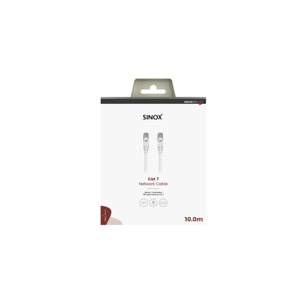 Produktbild för Sinox SXC08710, 10 m, Cat7, S/FTP (S-STP), RJ-45, RJ-45, Vit