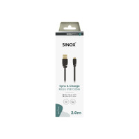 Produktbild för Sinox SOI04902, 2 m, Micro-USB B, USB A, USB 2.0, 0,48 Gbit/...
