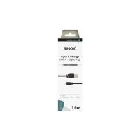 Produktbild för Sinox PRO Lightning kabel m/original Apple™ chip. 1m. Sort,...