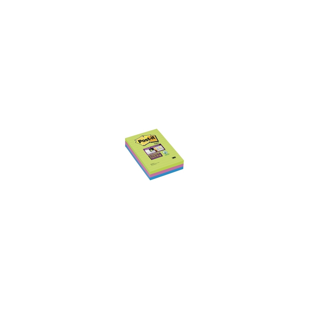 Produktbild för Post-it® Super Sticky Large Notes regnbågsfärger 3 linjer bl...