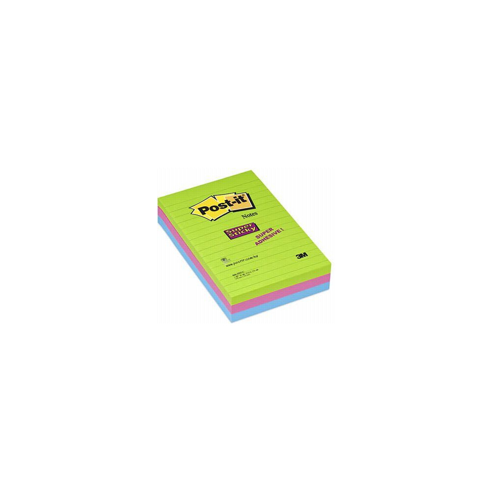 Produktbild för Post-it® Super Sticky Large Notes regnbågsfärger 3 linjer bl...