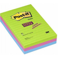 Produktbild för Post-it® Super Sticky Large Notes regnbågsfärger 3 linjer bl...
