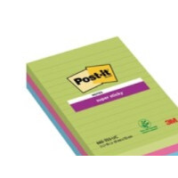Produktbild för Post-it® Super Sticky Large Notes regnbågsfärger 3 linjer bl...