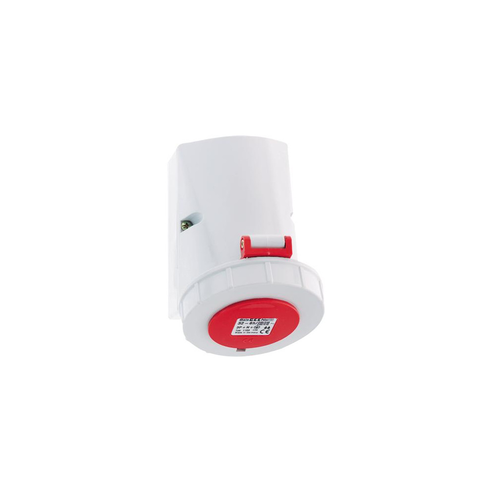 Produktbild för BALS CEE vägguttag H6 400V 16A 4-poligt röd, 75x100 mm, topp...