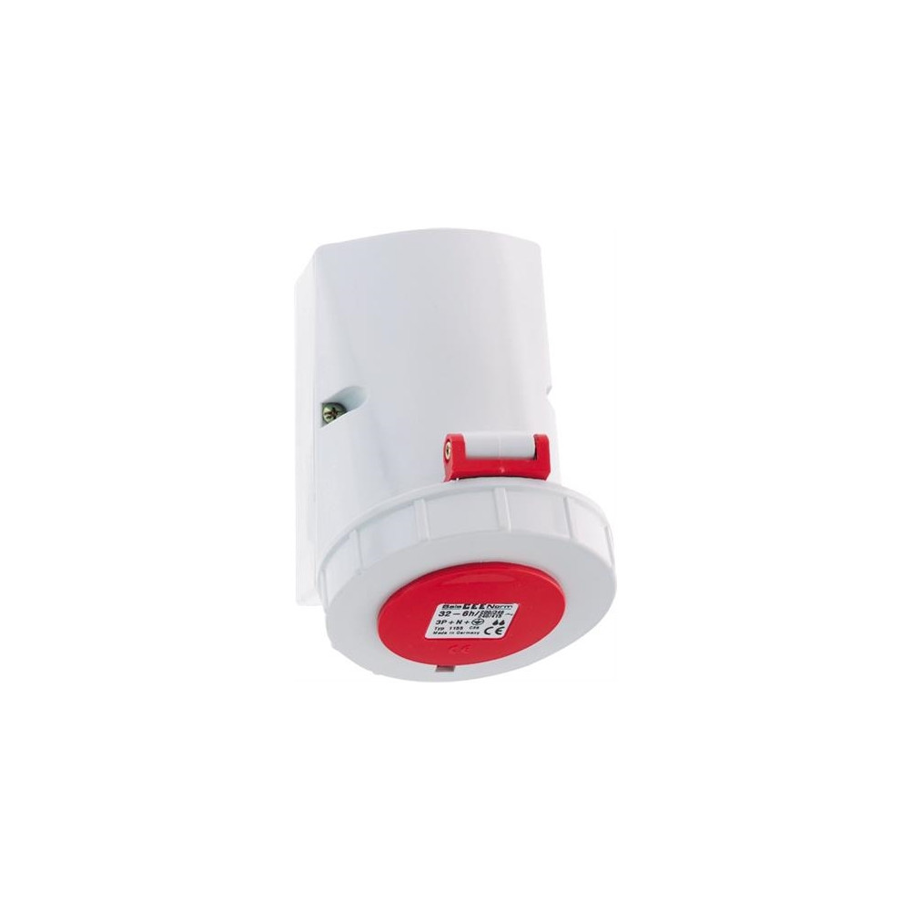 Produktbild för BALS CEE vägguttag H6 400V 16A 4-poligt röd, 75x100 mm, topp...