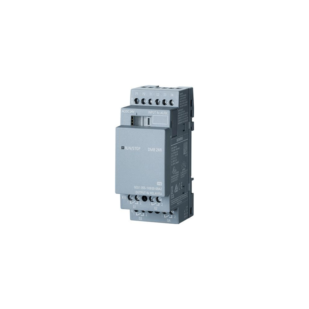 Produktbild för Siemens 6ED1055-1HB00-0BA2, Digital, In/ut, 8 kanaler, Reläk...